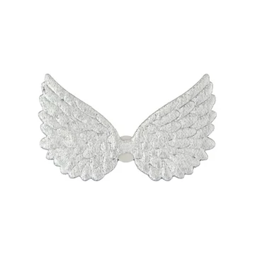 Ezüst öntapadós textil angyalszárny 6,5 cm