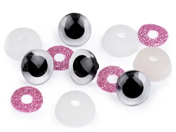 Rózsaszín glitteres biztonsági szem 20 mm (pár)