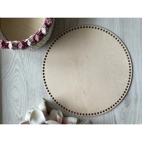 Kör alakú horgolható fa alap 35 cm