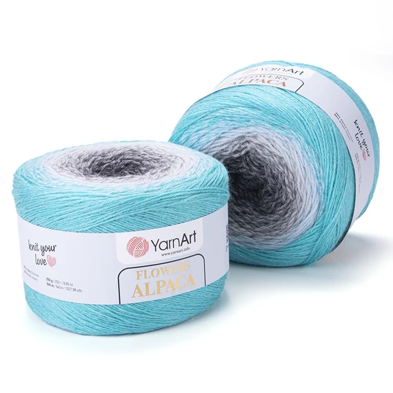 Flowers Alpaca 412 türkiz/szürke 250 g