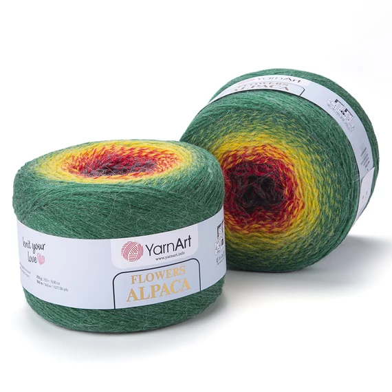 Flowers Alpaca 430 zöld/sárga/piros 250 g