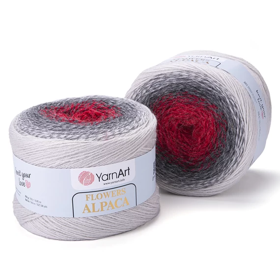 Flowers Alpaca 436 piros/szürke 250 g