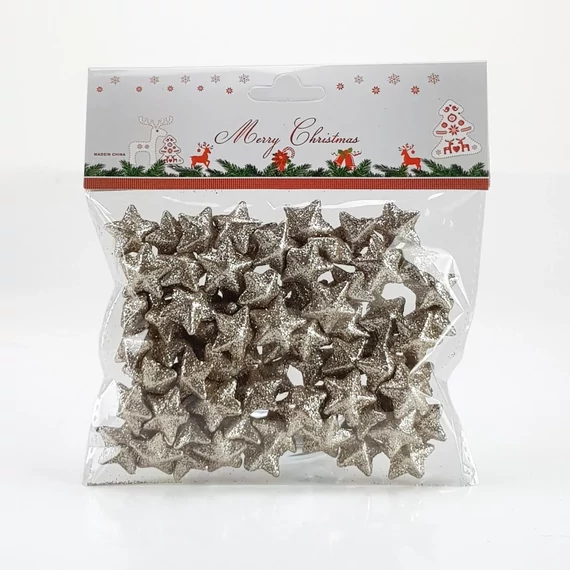 Pezsgő csillogós polisztirol csillag kb 1,8 cm