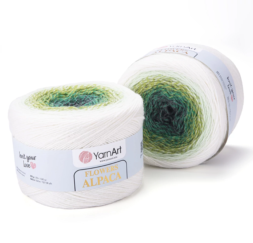 Flowers Alpaca 401 zöld/fehér 250 g